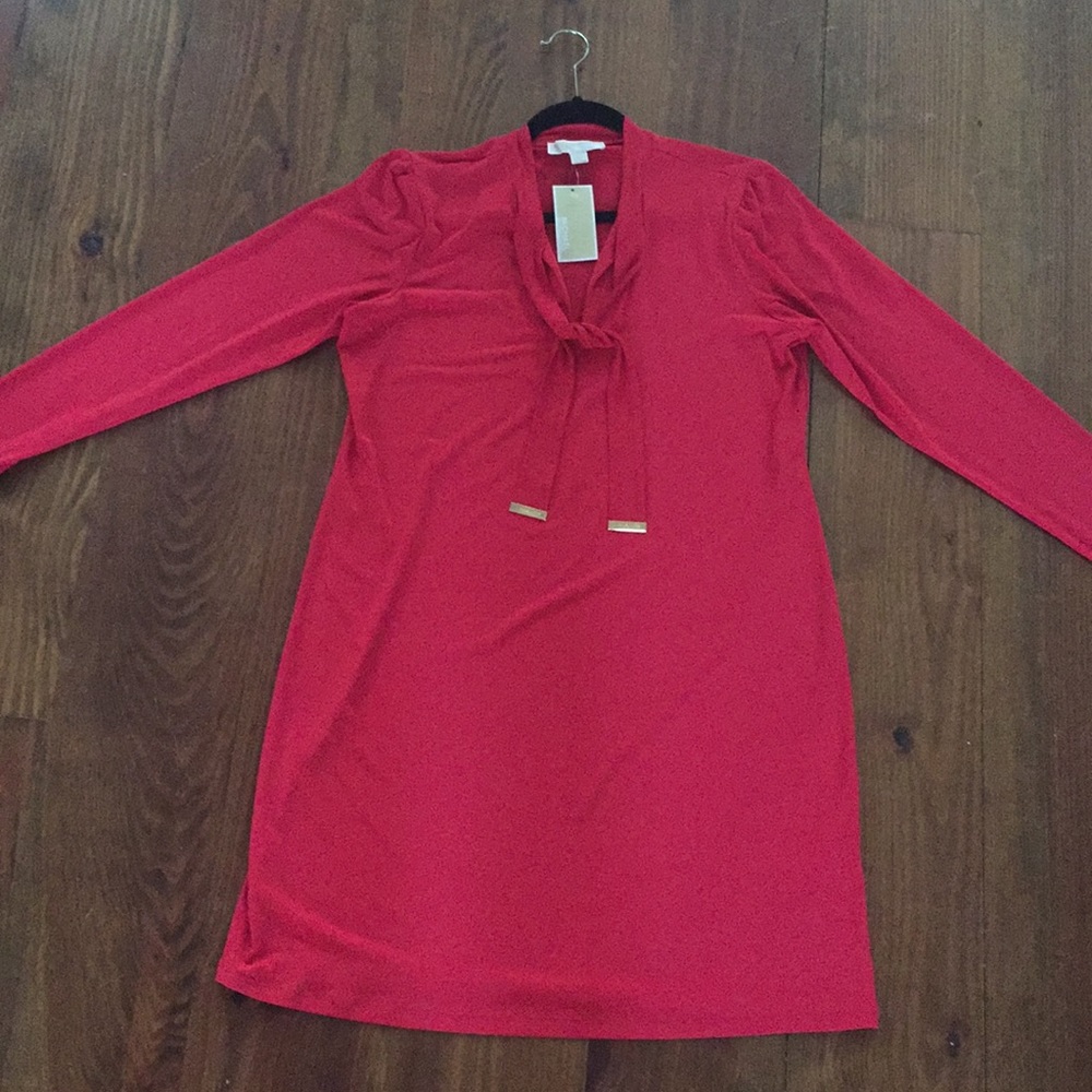 NWT Michael Kors red sheath dress with ties size L